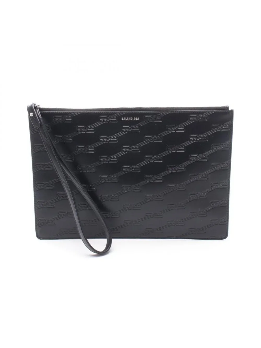 Balenciaga Clutch BB Monogram Black Leather